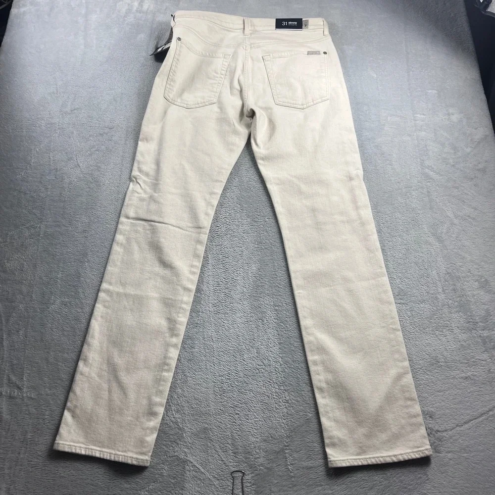 7 For All Mankind Slimmy Slim Straight Distressed Ecru Jeans‎ 31x34 AT511376AP